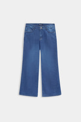 Women Mid Blue Wide Leg Pant